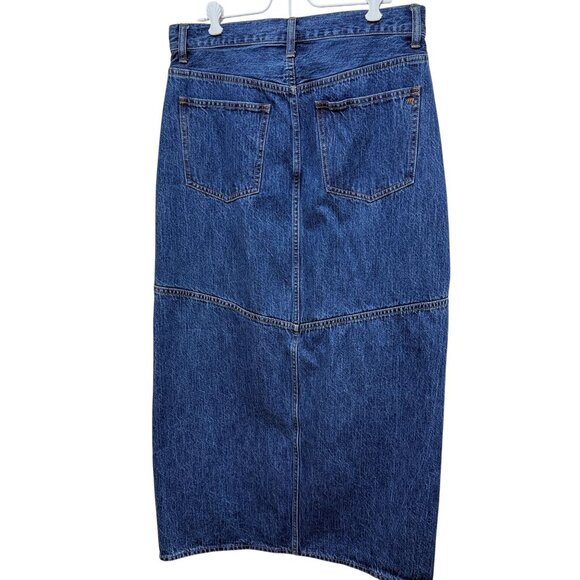 MADEWELL Denim Maxi Skirt Size 30 ( 8/10) Blue Long Casual Slit Jean Skirt - Picture 4 of 14